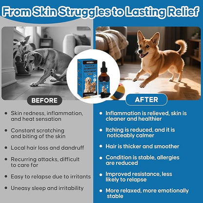 Dog Dermatitis Treatment for Allergies, Natural Itch Relief Drop & Hot Spot Support for Itchy, Red, Irritated Skin, Herbal Formula for Dog Allergy Relief, Dermatitis Treatment, Dog Itching Skin Relief