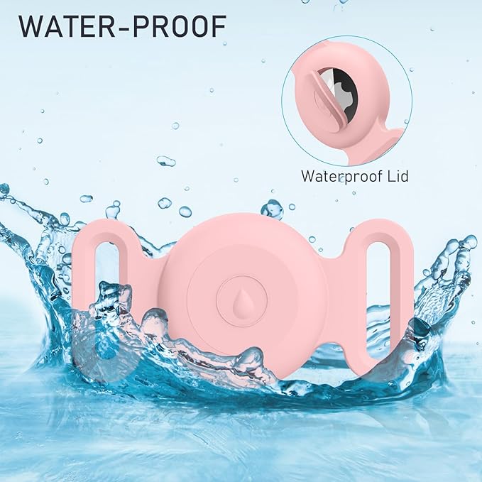 Vancle at Case for Dog Collar, Waterproof Apple Air Tag Protective Holder GPS Tracking Finder for Pet, Silicone Case for Dog Collar Cat Loop Holder Pet Accessories