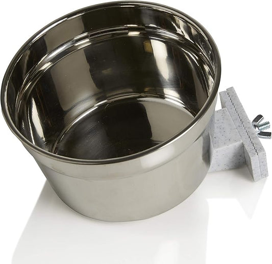 Lixit® Stainless Steel Kennel Food or Water Bowl - Non Spill Hanging Removable Crate Bowls - Carrier Cage Dish for Dogs or Cats for Feeding and Drinking (Stainless Steel, 40 Ounce (Pack of 2))