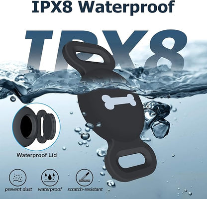 Waterproof Collar Holder Compatible with Airtag (2 Pack), Protective Anti-Lost Case for GPS Tracker, Silicone Collar Holder for Pets
