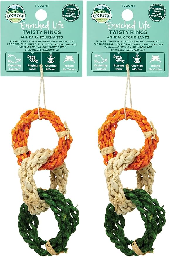 Oxbow Enriched Life Twisty Rings, Rabbit Toys, Guinea Pig Toys, Enrichment for Bunny, Guinea Pig, Hamster, Rabbit, Chinchilla, Rat, Chinchilla Cage Accessories, Small Pet Accessories for Cage