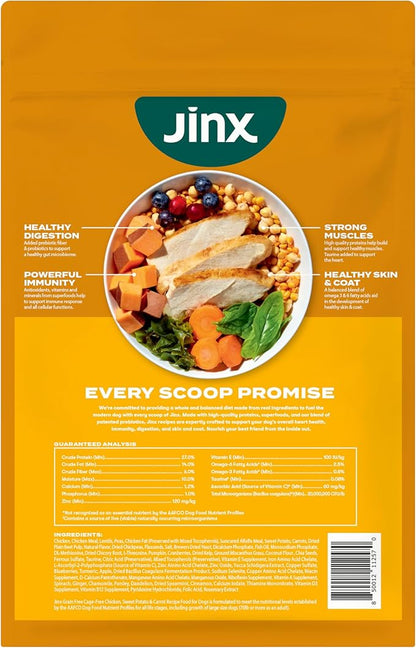 Jinx Premium Grain-Free Dry Dog Food, for All Lifestages - Real Chicken, Sweet Potato & Carrot Kibble with Superfoods for Immune Support & Probiotics for Digestive Support - No Fillers - 11.5lb