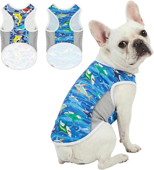 UPF 50+ Sun Protection Dog T-Shirt, 2 Pack Lightweight Sleeveless Dog Vest for Medium Dogs Boy – Reflective Strips, Quick-Dry Pet Apparel, Sports Fan Shirt P23ST00506XXL
