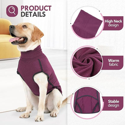 JOHNBOLIN Dog Winter Sweater Vest - Windproof Warm Pullover with High Collar & Leash Hole, Soft Onesie Pajamas for Cold Weather - Pet Apparel for Small/Medium/Large Dogs Indoor/Outdoor Hiking Sleep