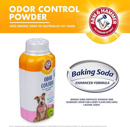 Arm & Hammer for Pets Odor Control Dry Shampoo Powder for Dogs & Puppies, Waterless Dog Deodorizer with Baking Soda, Paraben Sulfate and Dye Free Formula, Kiwi Blossom Scent, 4.2 Oz (Pack of 2)