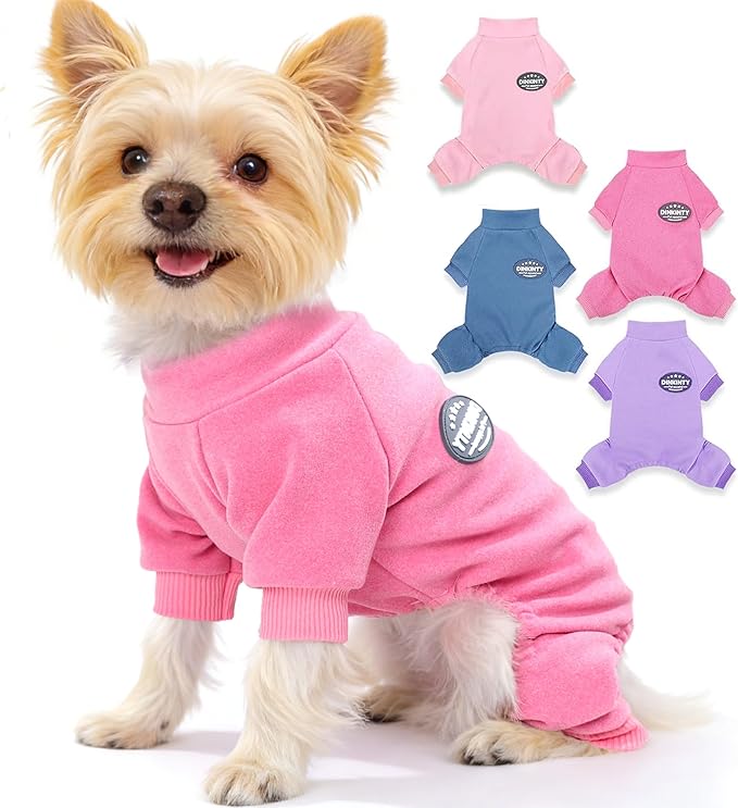 Chihuahua Sweater Winter Dog Pajamas Dog Sweater for Small Dogs Girl Boy Warm Soft Puppy Pjs Stretchy Jumpsuit Doggie Pet Clothes Outfits XXS~L (Rose, X-Small)