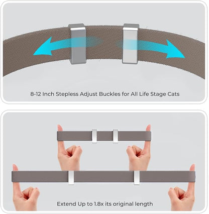 AirTag Cat Collar, Ultra Elastic Cat Tracker Collar (Brown) | Compatible with Apple Air Tag Holder, Lightweight, Scratch Resistant, Stepless Adjustable Pet Tracking Collars for Cat Kitten