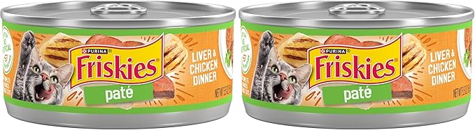 Friskies Purina Wet Cat Food Pate, Liver and Chicken Dinner - (Pack of 48) 5.5 oz. Cans