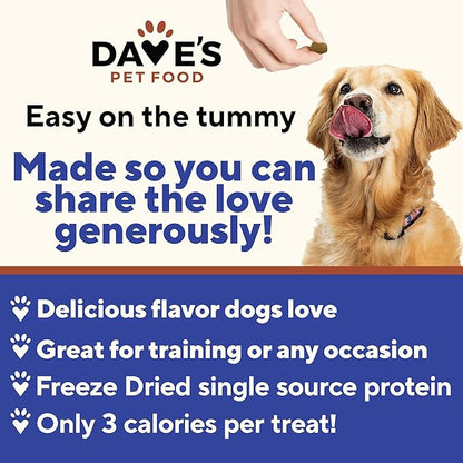 Dave's Pet Food Freeze Dried Venison Treats for Dogs with Pumpkin Fiber & Probiotics, Easy to Digest, Complete & Balanced Nutritious, Freeze Dried Dog Food Topper, USA Made (3 oz)