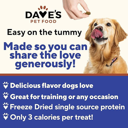 Dave's Pet Food Freeze Dried Venison Treats for Dogs with Pumpkin Fiber & Probiotics, Easy to Digest, Complete & Balanced Nutritious, Freeze Dried Dog Food Topper, USA Made (3 oz)