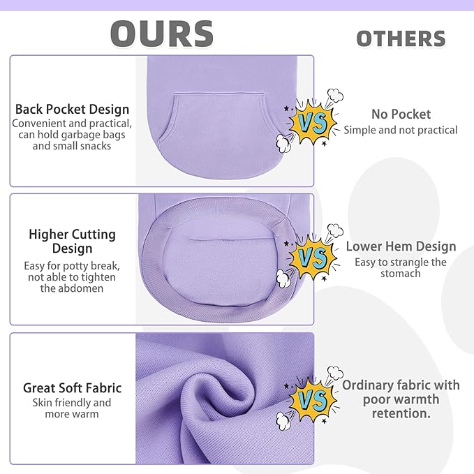 KOOLTAIL Dog Hoodie for Large Medium Small Dogs,Soft&Warm Pet Sweater with Leash Hole and Pocket Boy Girl, Puppy Fall Winter Jacket Clothes,French Pitbull Cold Weather Coat Sweatshirt,Lavender SM