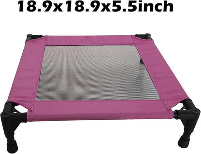 Pozico Elevated Pet Bed with Breathable Mesh for Small Cat and Dog, Raised Cooling Pet Cot for Puppy and Kitty, 18.9x18.9 inch (Purple Bed)