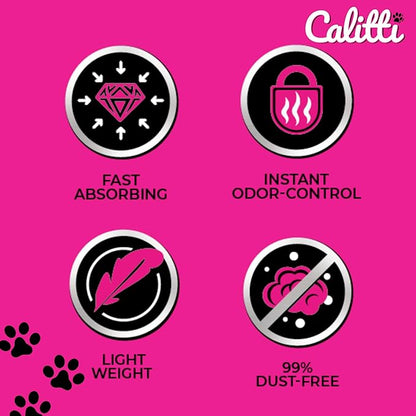 Calitti Premium Crystal Cat Litter – 99.9% Dust Free, Maximum Odor Control, Soft on Paws, Low Tracking, Lightweight Silica Gel, Non-Clumping, Multi-Cat, Unscented – 8 lb Bag