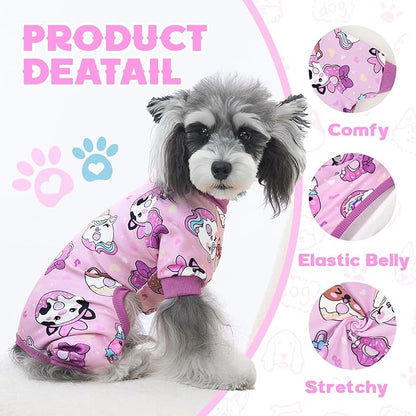 XPUDAC 4 Pack Dog Pajamas Pink Dog Clothes for Small Medium Dogs Girl Breathable Stretchy Pjs Jammies Outfit Puppy Onesies, L