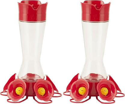 Perky-Pet 204CP-4 Favored Pinch-Waist Glass Hummingbird Feeder with Built-in Ant Moat and Bee Guards - 16 oz (Pack of 2)