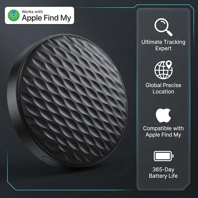Mini GPS Tracker for Vehicles No Subscription (iOS Only) - 2 Pack | Car Tracker Tag with Audio, Hidden Tracking Device Work with Find My for Kids, Dogs, Key, Luggage
