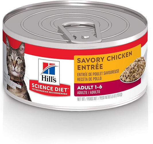 Hill's Science Diet Adult 1-6 Wet Cat Food, Chicken Minced, 5.5 oz. Cans, 24-Pack
