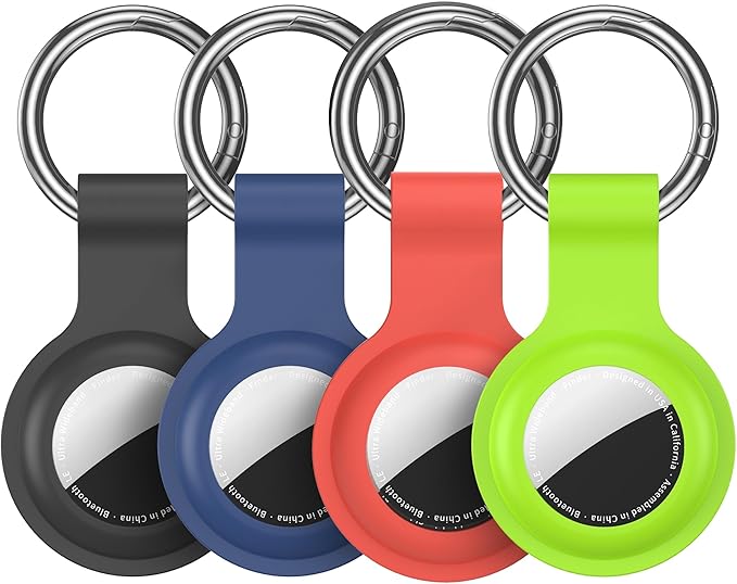 Compatible with AirTag Holder Case Keychain 4 Pack,for AirTag 2nd & 1st Generation Key Chain Ring Case Cover for Air Tag Holder GPS Tracker Air Tag 2nd gen Finders Air Tagholder for Kids,Bags,Luggages
