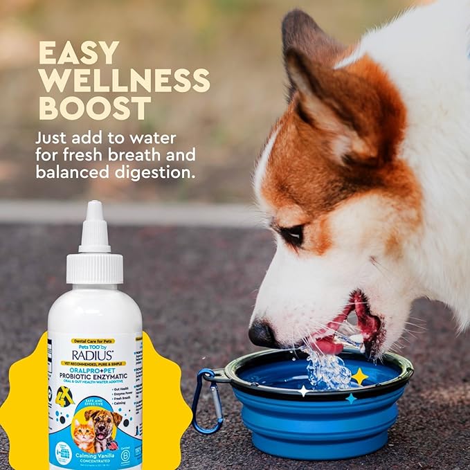 RADIUS OralPro+ Pet Probiotic Dental Water Additive (Enzymatic), Concentrate, 4 OZ, 2 Pack Pet Water