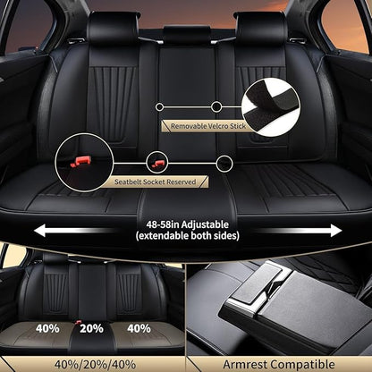 FLORICH Car Seat Covers, Black Leather Car Seat Covers Front Seats, Premium Leatherette Car Seat Cushion for Cars, Automotive Seat Protectors Universal Fit for Most Sedans Cars SUV Trucks