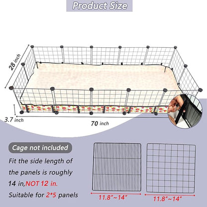 Guinea Pig Cage Liner，Washable Waterproof Oxford Cloth Cage Liners for Small Animals,Hamster Chinchilla Hedgehog Rabbit and Other Small Animals Not Include Cage (28x70 inches)