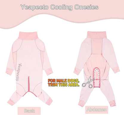 Dog Sun Protection Cooling Suit UPF 50+, Quick-Dry Breathable Jumpsuit for Large & Medium Dogs, Outdoor Dirt-Resistant Shedding Control Pet Apparel (Blush Pink, 3X-Large)