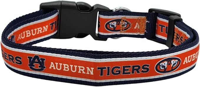 Pets First Collegiate PET Collar New Version Auburn Tigers Dog Collar, Size Small. Best Sports Team Color for Dogs & Cats. A Shiny & Colorful Dog & Cat Collar Licensed by The NCAA