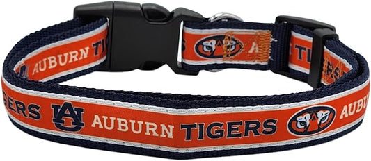 Pets First Collegiate PET Collar New Version Auburn Tigers Dog Collar, Size Small. Best Sports Team Color for Dogs & Cats. A Shiny & Colorful Dog & Cat Collar Licensed by The NCAA