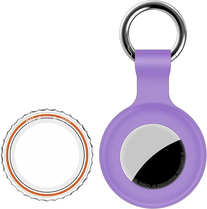 1|2|4Pack for Apple AirTag Holder,for Air Tag 2nd &1st Genaretion,Waterproof GPS Tracker Air Tag Keychain with Cover Anti-Scratch Silicone for Air-Tag Case for Pets,Kids,Bags,Luggages-Purple