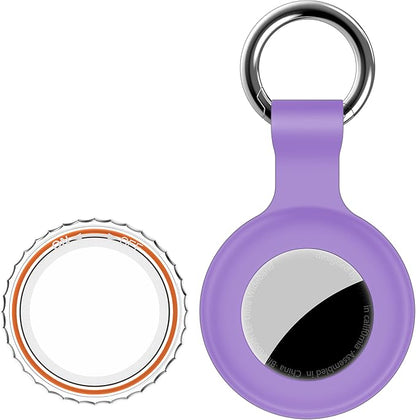 1|2|4Pack for Apple AirTag Holder,for Air Tag 2nd &1st Genaretion,Waterproof GPS Tracker Air Tag Keychain with Cover Anti-Scratch Silicone for Air-Tag Case for Pets,Kids,Bags,Luggages-Purple