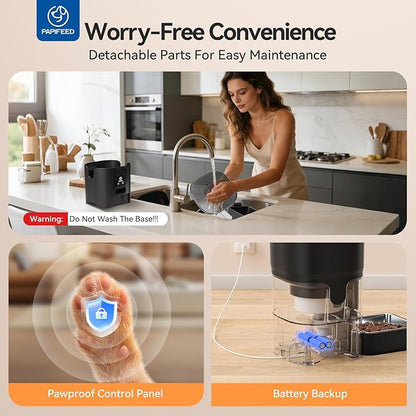 PAPIFEED Automatic Cat Feeder,Camera 1080P HD - 6L Pet Feeder, 2.4/5G WiFi Smart App Control, Bluetooth Assist Link,Wide-Angle Lens,Automatic Feeder for Small and Medium-Sized Pets (WiFi 2.4G)