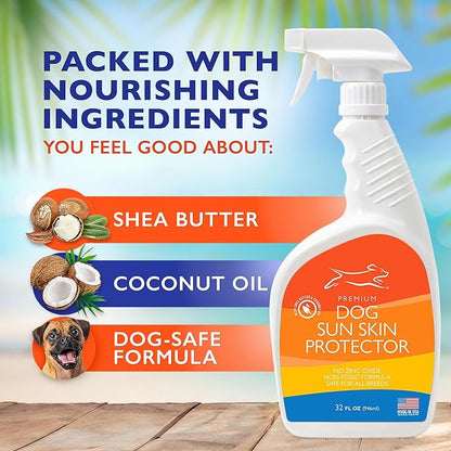 EBPP Dog Sunscreen Sun Skin Protector Spray 32 fl oz - Safe for All Breeds with No Zinc Oxide - Pet Protection and Moisturizer for Skin, Coat, Nose, Ears