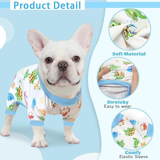 XPUDAC 4 Pack Dog Pajamas for Small Dogs, Puppy Clothes for Boy Girl Strechy Soft Pet Jumpsuit, Cat Onesie-2X-Large
