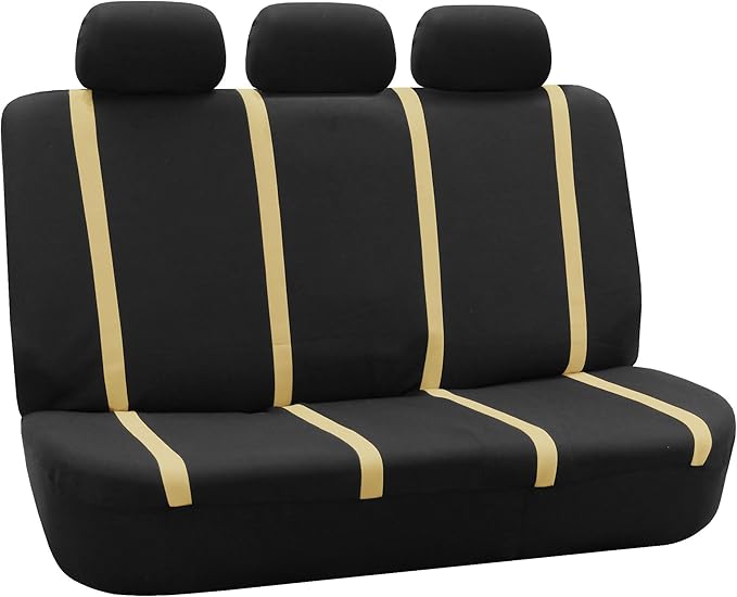 FH Group Car Seat Covers Full Set Cloth - Universal Fit Automotive Seat Covers, Low Back Front Seat Covers, Solid Back Seat Cover, Washable Car Seat Cover for SUV, Sedan and Van Yellow
