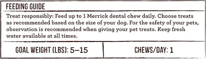 Merrick Fresh Kisses Natural Dental Chews Toothbrush Treat Shape Infused with Real Mint for Tiny Dogs 5-15 Lbs - 20 ct. Bag (Pack of 2)