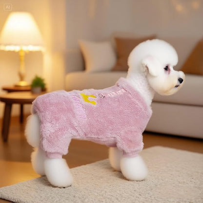 Pistha Plush Dog Pajamas Cute Warm Puppy Crown Pajamas Warm Kitten Winter Jumpsuit Clothes for Small Dogs Cats Girl(M)