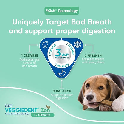 Virbac C.E.T. VEGGIEDENT Zen Tartar Control Chews for Dogs - Large
