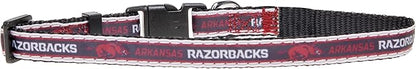 Pets First Collegiate PET Collar New Version Arkansas Razorbacks Dog Collar, Size Small. Best Sports Team Color for Dogs & Cats. A Shiny & Colorful Dog & Cat Collar Licensed by The NCAA