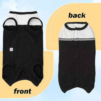 Kukaster Pet Dog Surgical Suit - Recovery Onesie for Dogs After Surgery, Spayed Female/Male Puppy, Breathable Anti-Lick Clothes, Alternative to Cone(Black and White-s)