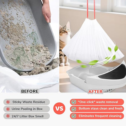 40 Count Thicken Cat Litter Box Liners Compatible With Automatic Cat Litter Box and Litter Box Robot 4 and 3,Heavy Duty Drawstring Kitten Litter Drawer Liners Disposable 25" x 16"
