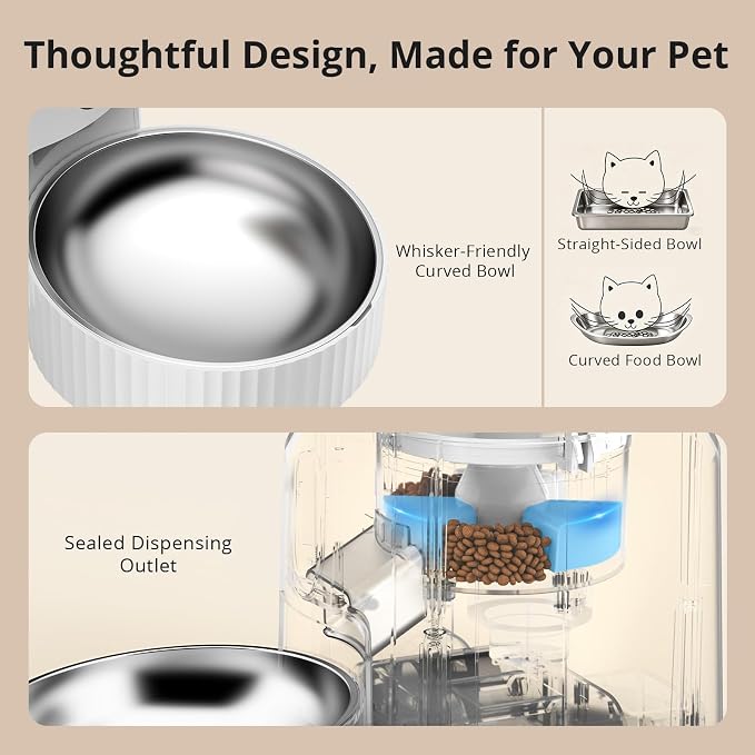 Automatic Cat Feeder with Camera, 2K WiFi Pet Feeder, 4L | 5G & 2.4G Dual-Band WiFi, Night Vision, Two-Way Talk, Call Pet Sound, Custom Portion Control, Low Food Alerts, Easy to Clean