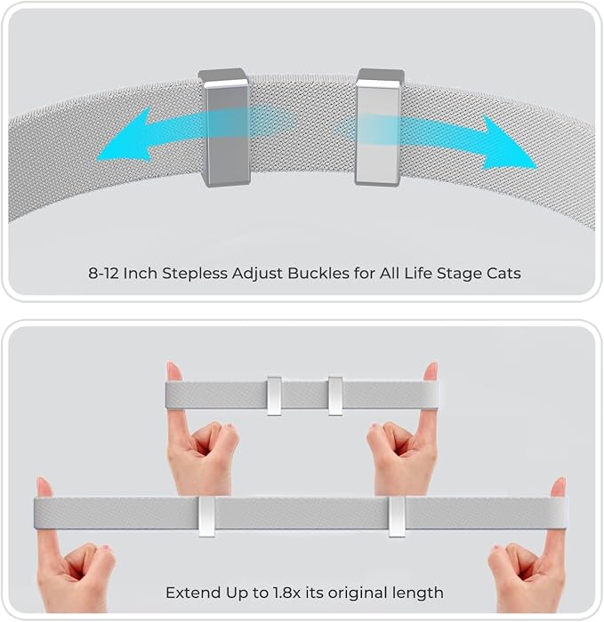 AirTag Cat Collar, Ultra Elastic Cat Tracker Collar (Grey) | Compatible with Apple Air Tag Holder, Lightweight, Scratch Resistant, Stepless Adjustable Pet Tracking Collars for Cat Kitten