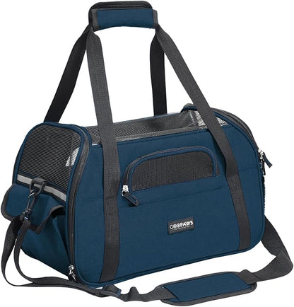 Dog Purse Carrier for Small Dogs, Soft-Sided Tote Bags with Pocket Dog Travel Supplies Portable Dog Sling with Anti-Slip Bottom (Navy Blue-17in)