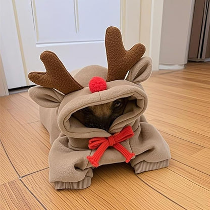 Pet Clothing Dog Transformation Frog Hoodie Autumn and Winter Warm Small Large Dog Method Dou Cat Bullfighting Clothes (elk,L)