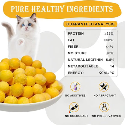 Freeze Dried Quail Egg Yolk Dog Cat Treats, Single Ingredient Raw Snacks, High Protein, Supports Skin & Coat Health, Freeze Dried Dog Treats, No Additives, Grain & Gluten Free – 4.5oz
