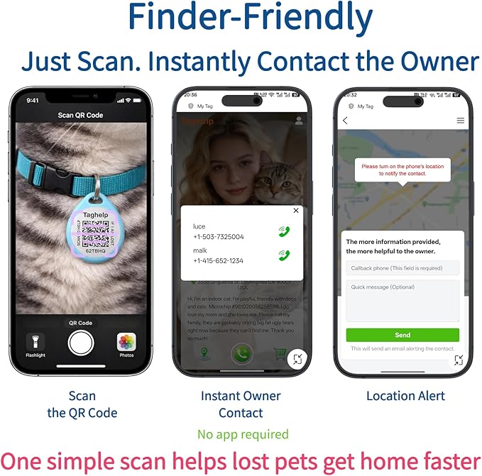 The Multi-Cat Household Kit: 5 Universal QR ID Tags. A Complete Set for All Your Cats. Scan for Instant Call & Vet Info - No Subscription Ever (5 Colours, for cat - 1")