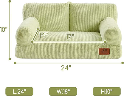 Hollypet Fluffy Dog Cat Bed Pet Couch Beds Plush Soft Warming Washable Puppy Bed for Small Medium Dogs and Large Cats, Cantaloupe Green, 24" L x 18" W x 10" Th