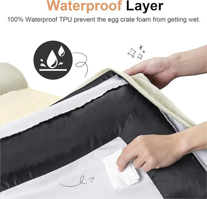 Large Dog Bed Orthopedic Washable: Extra Large Sized Beds for Jumbo Dogs Egg Crate Foam Sofa Couch Waterproof Removable Cover - Beige