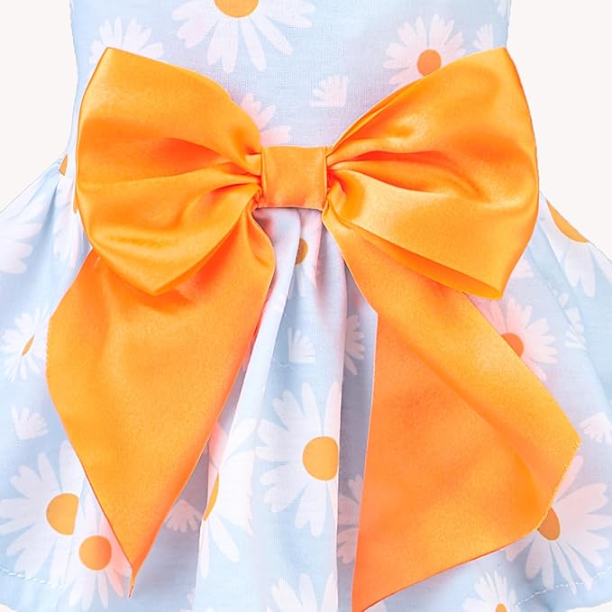 PUPTECK Floral Dog Dress for Spring Outfit Puppy Cute Small Dogs Clothes,Daisy,M