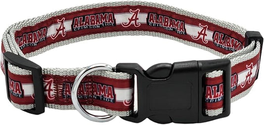 Pets First Collegiate PET Collar New Version Alabama Crimson Tide Dog Collar, Size Medium. Best Sports Team Color for Dogs & Cats. A Shiny & Colorful Dog & Cat Collar Licensed by The NCAA